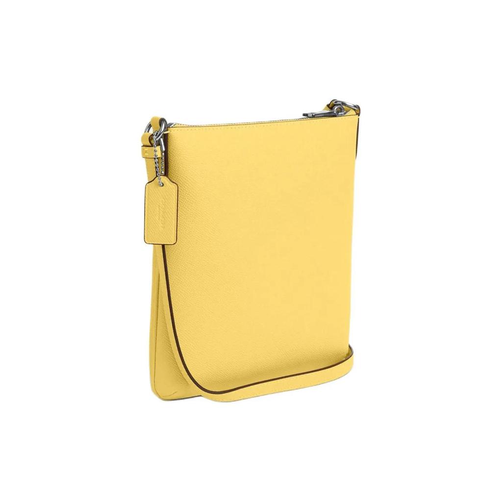 COACH File Cross Grain Leather Crossbody Bags Small Women's Silver Vintage Yellow (Unisex) Crossbody Bags CE871 SVS9V