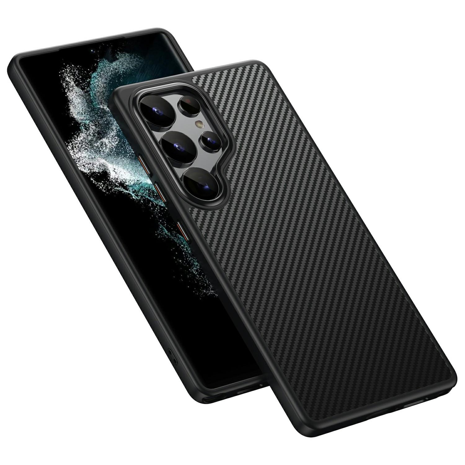 

For Samsung Galaxy S25 Ultra Magnetic Case Compatible with MagSafe Carbon Fiber Texture PC+TPU Cover Style A