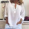 JPNTKY Women's Fashion Casual Solid Color Print Long Sleeve V Neck Blouses & Shirts