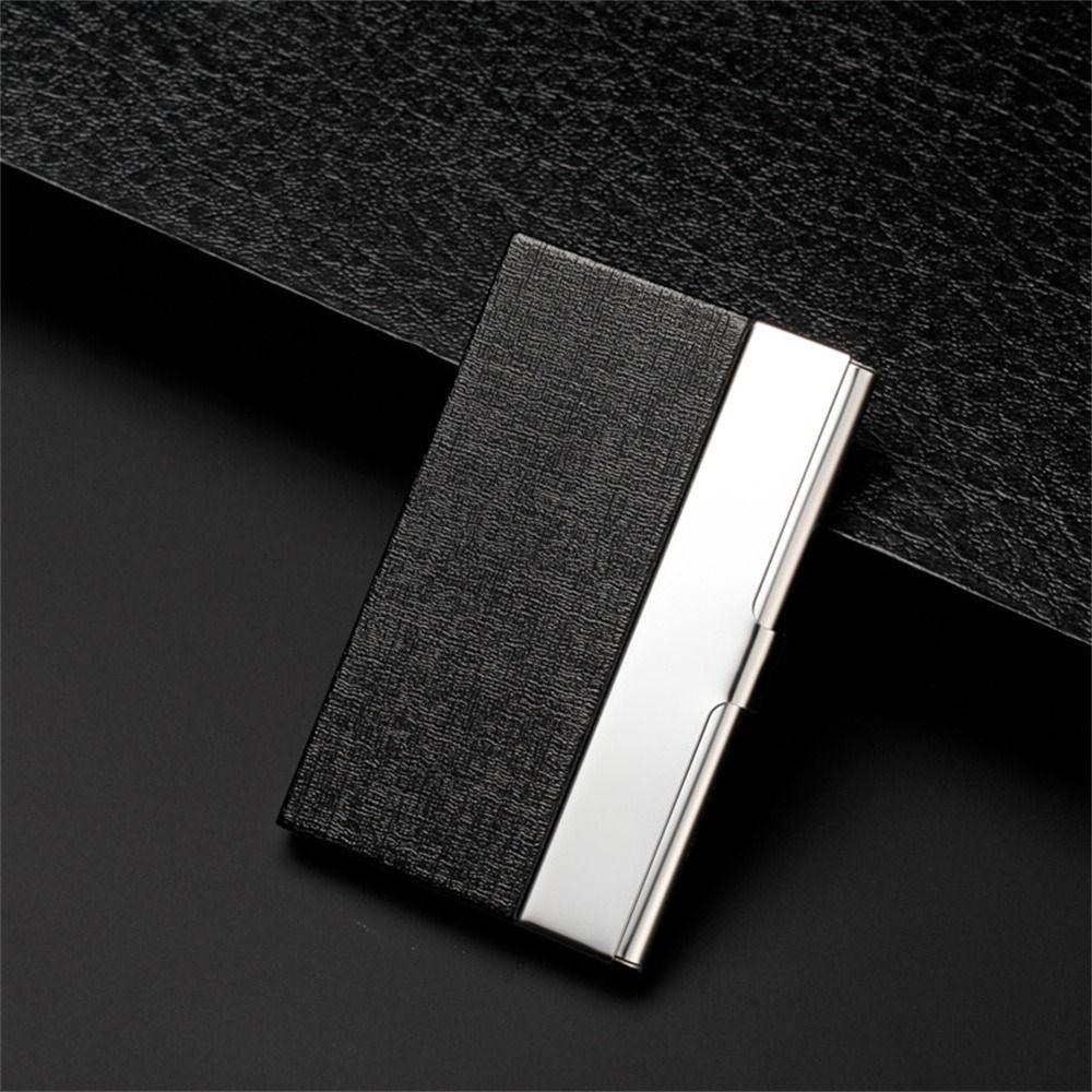 

Large Capacity ID Card Case PU Leather Name Card Box Portable Business Card Holder Men Women чорний