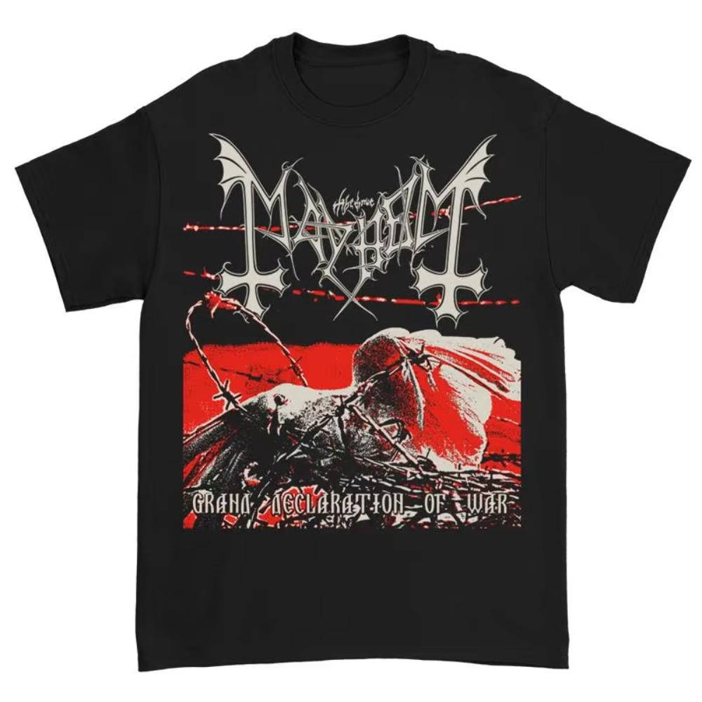 2025 Mayhem Norwegian Band Black Metal Rock Dark Wind Red American Retro Punk Street Men Women T-shirt High Street Short Sleeve
