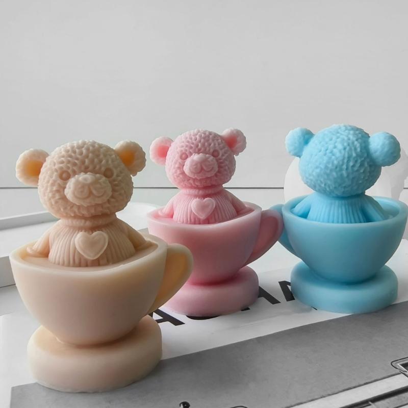 Reusable Silicone Candle Mold Easy to Use Silicone Candle Mold for Cup Bear Shape Candle and Home Decorations