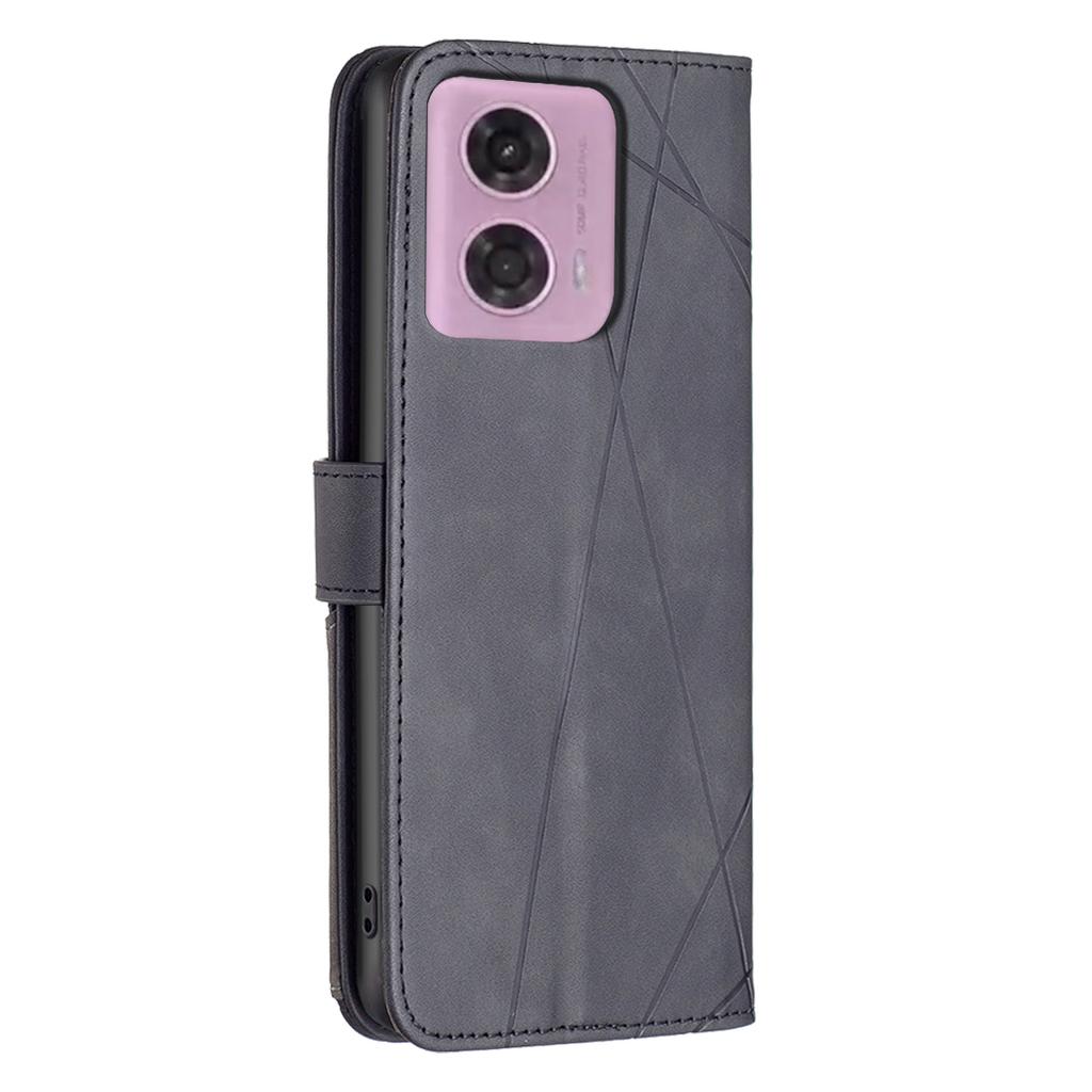 For Motorola Moto E14 4G/G04 4G/G04s 4G/G24 4G Phone Cases Wallet Stand Geometry Imprint Leather Cover
