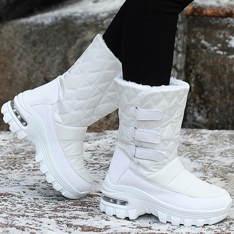 Modische Stiefel Damen Plateauschuhe für Damen Weiche Schneeschuhe Frau Lässig Warm halten Damenschuhe Mode Flache Winterstiefel Botas Mujer