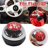 6 Speed Gear Shift Knob Shift Transmission Lever Knob Manual For Fiat 500 2012-2018 Chrome+Red 55344048