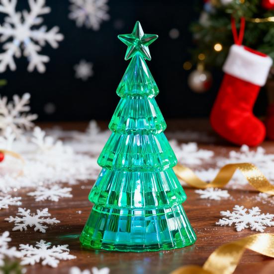 Yousheng Christmas Tree Night Light Decoration Mini Xmas Tree Decorative Lamp Battery Powered 3D Tree LED Table Light Home Office Holiday Ornament