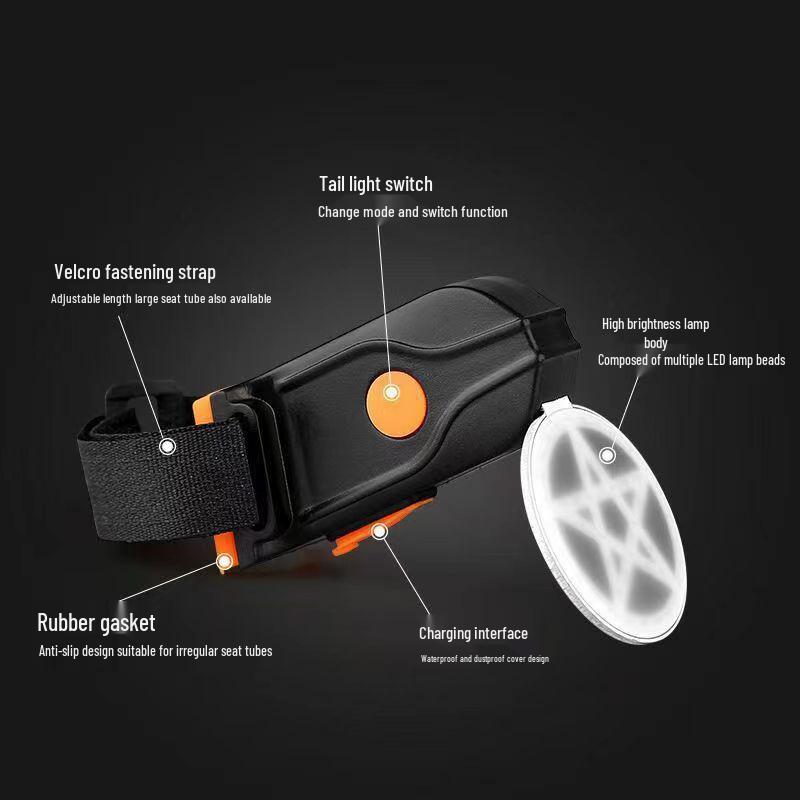 USB Rechargeable Dual Color Star-Shaped Taillight for Children's Balance Bikes