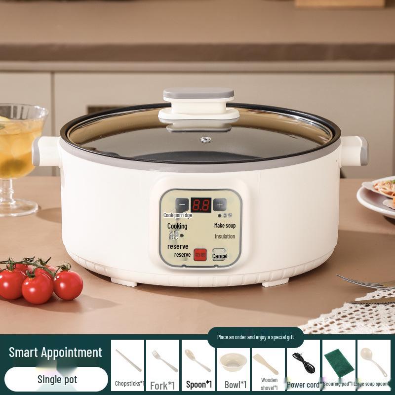 Multi-Function Electric Hot Pot with Timer - Three-Layer Steamer & Cooker, Large Capacity, Automatic Power-Off.