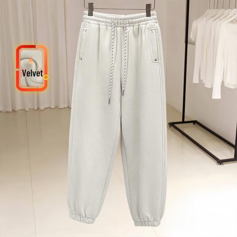 

Women s Plus Velvet Elastic Drawstring Casual Pants XL