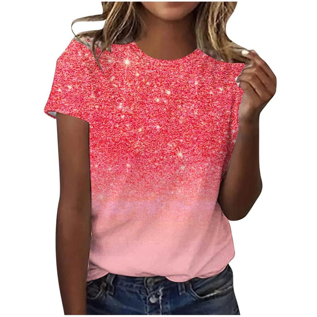 Sommer Rundhals 3D-Druck Top Modische Lässige Einfache Kurzarm Damen T-Shirts