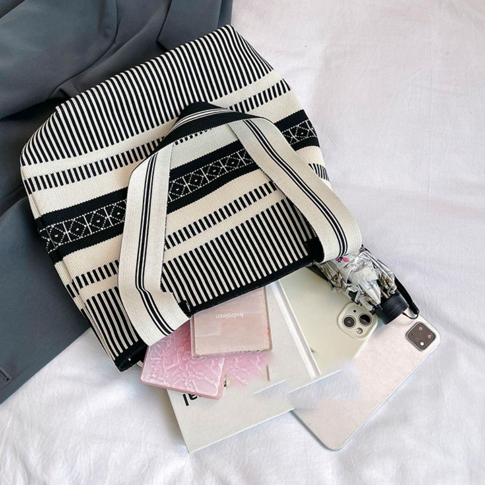 Shopping Bag Color Blocking Bucket Bag Large Capacity Casual Shoulder Bag  Outdoor