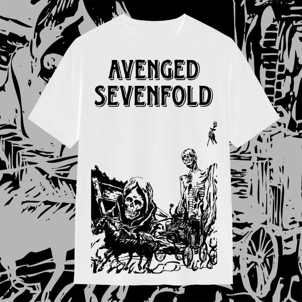 Avenged Sevenfold Dark Metal Band Black Leather TShirt Loose Fit for American Style
