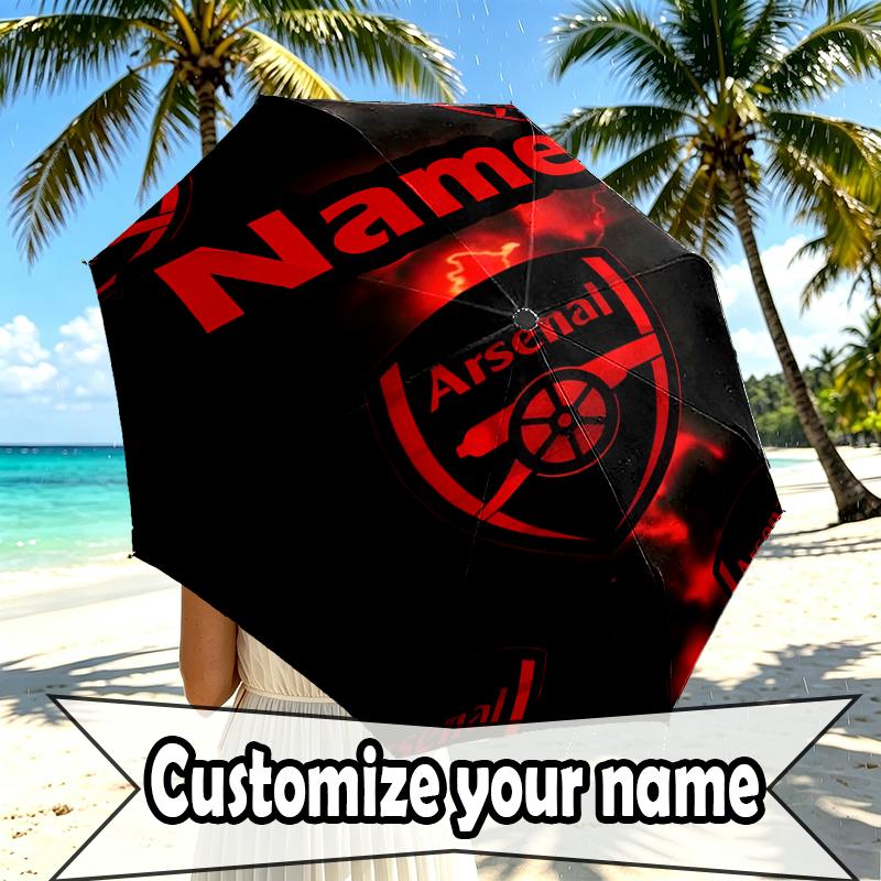 Custom Name Personalized football team Print Umbrella, Auto Open Close, 8‑Rib Sturdy Frame, Commute Camping Hiking Use, Birthday Gift