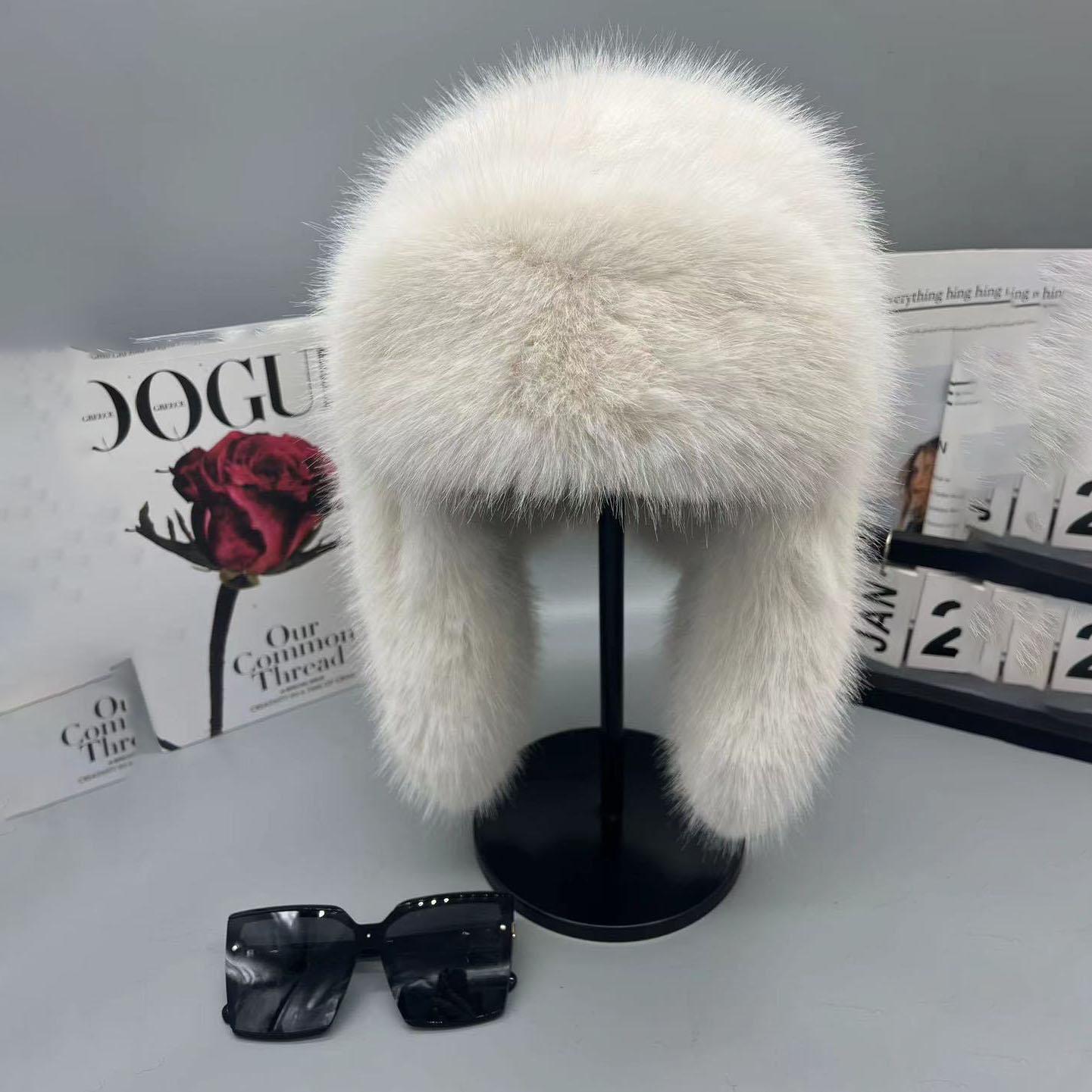 

Модная пушистая популярная женская круглая шапка из искусственного меха, зимние шапки для женщин, шапки из искусственного меха, шапка-бомбер Faxu One Size белый