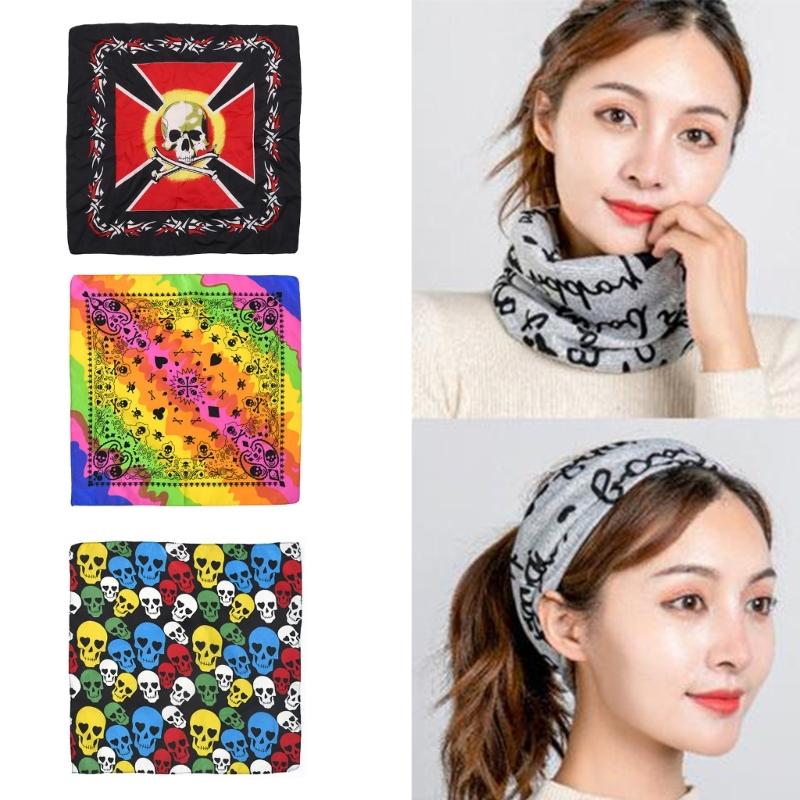 Hip Hop Tryckta Damhuvuddukar Fyrkantig Halsduk Bandana Handduk Hårscarfar
