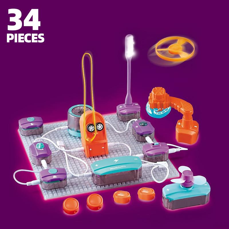 Children Science Educational Games Electronic Building Blocks Toys Experiment Set Physics Circuit Experiment Handmade Kits Kids