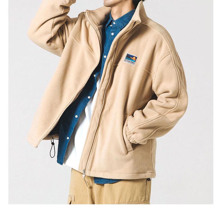 Men's Autumn/Winter Japanese Lamb Wool Fleece Jacket - Stand Collar, Casual Outerwear for Couples