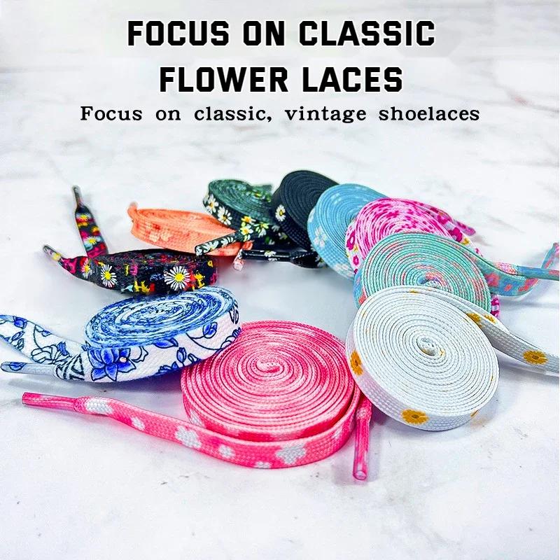 New Daisy Cherry Rope Shoe Laces Flower Shoelace for Sneakers Strap Sports Shoelaces Rubber Bands for AF1/AJ1 Shoes Accessories