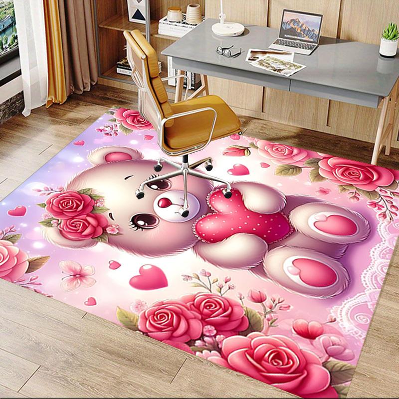 1PC Bear Flowers Extra Large Non Slip Floor carpet, Office, family, bedroom Large Area Rug Indoor Rugs, Vibrant Colors