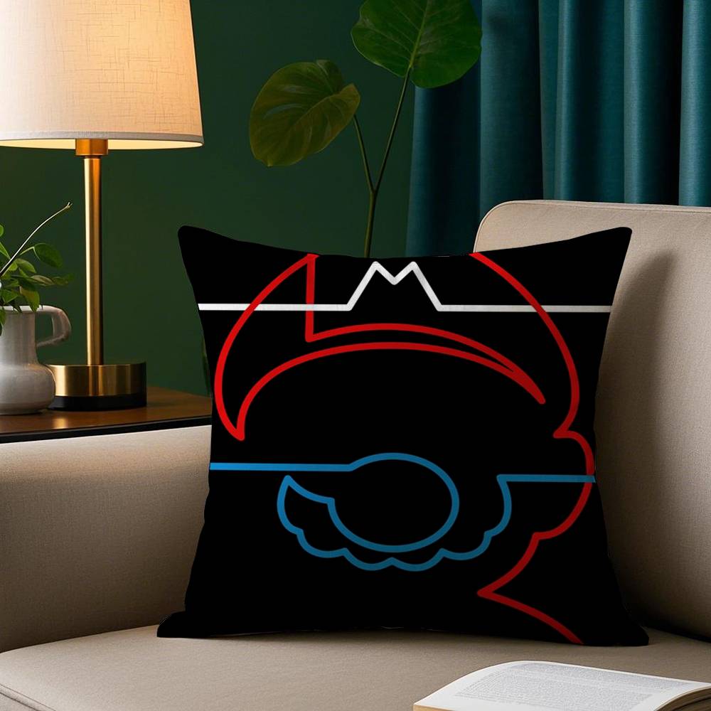 Cartoon M-MarioS Game Pillow Case Plush Fabric Soft Pillowcase Double Sided Print Sofa Cushion Cover Throw