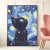 Black Cat DIY Diamond Art Painting Kit with Shiny Resin Diamonds for Adults Relaxing Craft Wall Decor and Handmade Gift Idea Set Decor