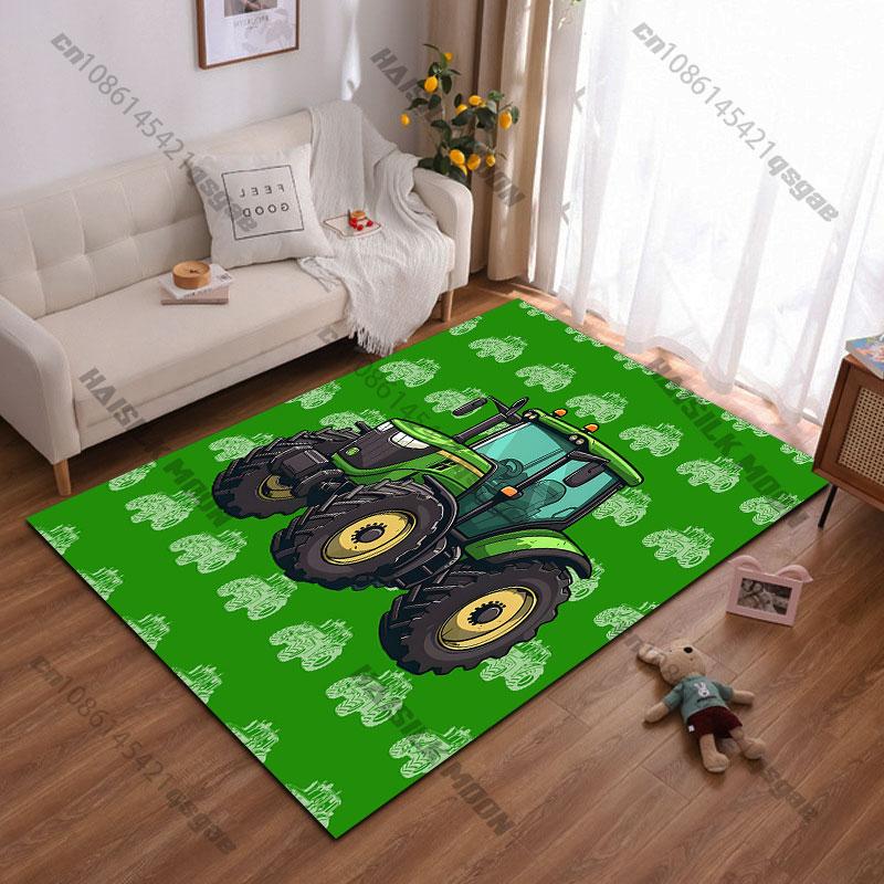 Green cartoon tractorcarpet Yoga living room room decor children's crawling mat doormat area rug games floor mat