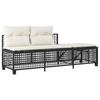 3 Piece Garden Corner Sofa Set with Cushions Black Poly Rattan