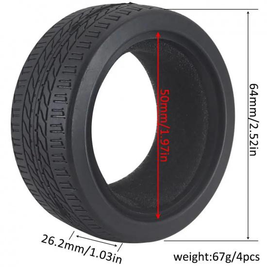 1:10 On-road Car Tires 63-68mm High Grip Rubber Tyre Hot Melt Tire Hsp 94123 Hpi Himoto Fw06 Tt01 Abrasion Resistant Racing Car
