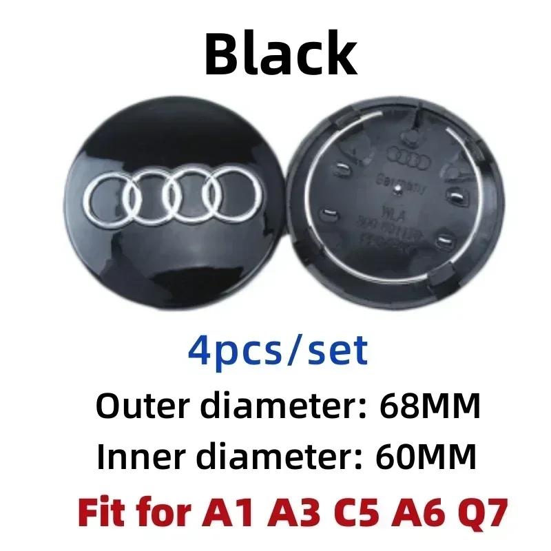 For Audi 60/61/68/69/77MM 4pcs Car Wheel Center Hup Cap Cover A4 A6L A7 A8 A3 A5 A6 S3 S4 Q3 Q5 Q5L Q7 Modification
