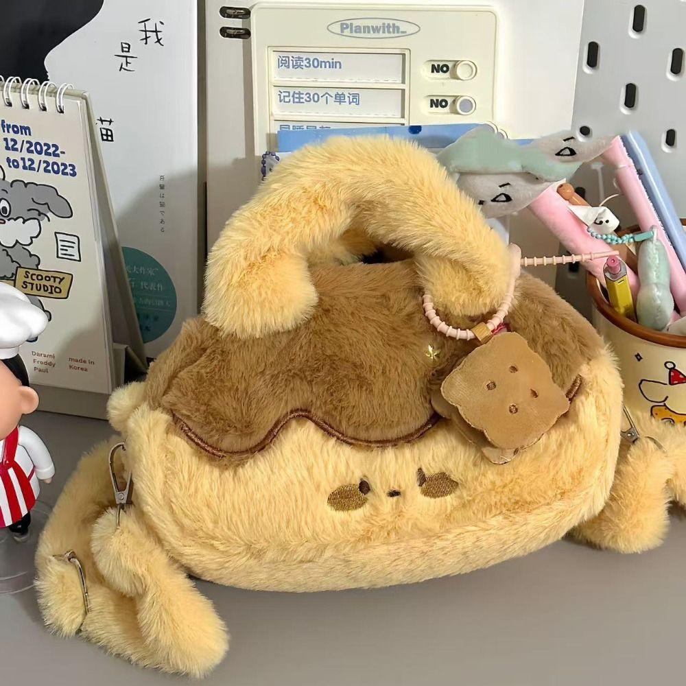 with Plush Pendant Children Backpack Plush Cartoon Shoulder Bag Pudding Crossbody Bag Students