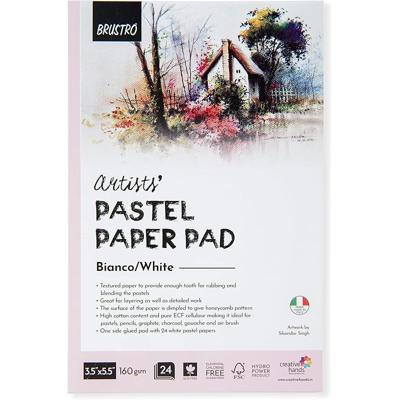 

Brustro Artists Pastel Paper Pad Of 24 Sheets (160 Gsm), Colour White, Size 3.5 X 5.5 0 білий