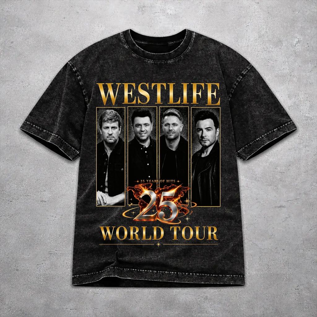 Stylish Men Women Westlife 25th Anniversary Tour 2026 Tee Shirt Oversize Washed T Shirts Tops