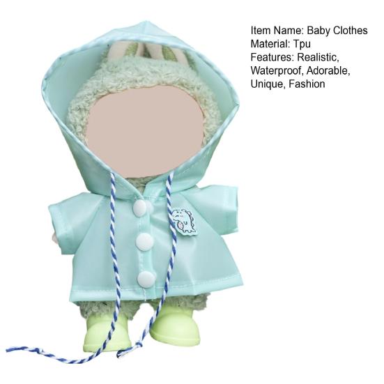 17cm Doll Raincoat Hooded Cape Small Animal Rainwear Waterproof Doll Clothes Gift for Birthday Display Collector