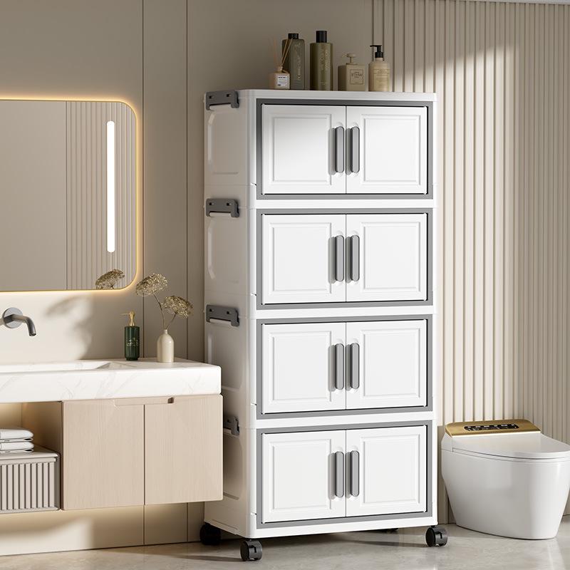 Foldable Plastic Storage Cabinet: Flip-Top Wardrobe Organizer for Clothes and Medicine