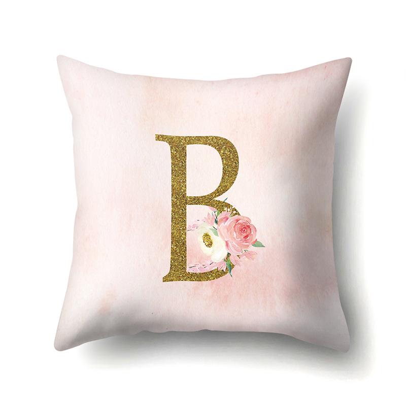 Polyester Pillowcase Home Fantasy Watercolor Print Pillowcase 26 English Letter Cushion Cover