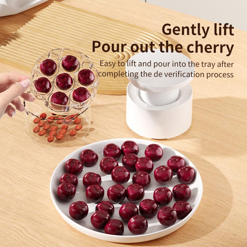7-Hole Press Type Cherry Pitter Kitchen Core Remover Tool for Cherry and Jujube