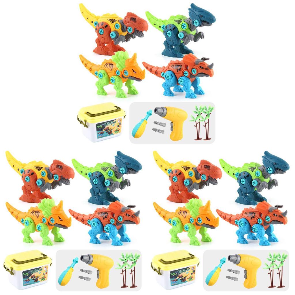 Dinosaur Toys For Kids Take Apart Build Set With Electric Drill And Storage Box