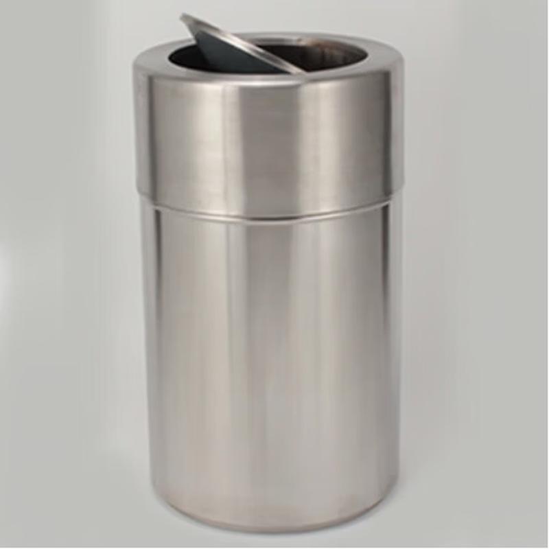 GNF Round Flip Lid Stainless Steel Commercial Trash Can, 95L