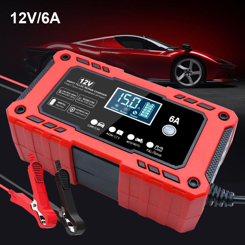 Portable Battery Maintenance SUV 12V 6A Car Motorcycle Battery Charging Intelligent Pulse Repair Lead-Acid Smart Battery Charger