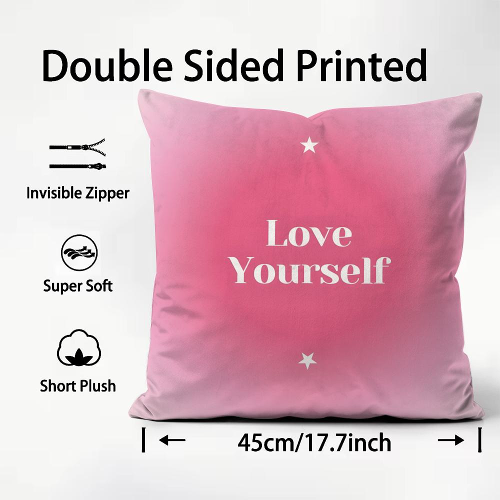 Love Yourself Love Life Cushion Cover Pattern Printed Pillowcase for Living Room Sofa Cushion Cover & Bedroom Decor