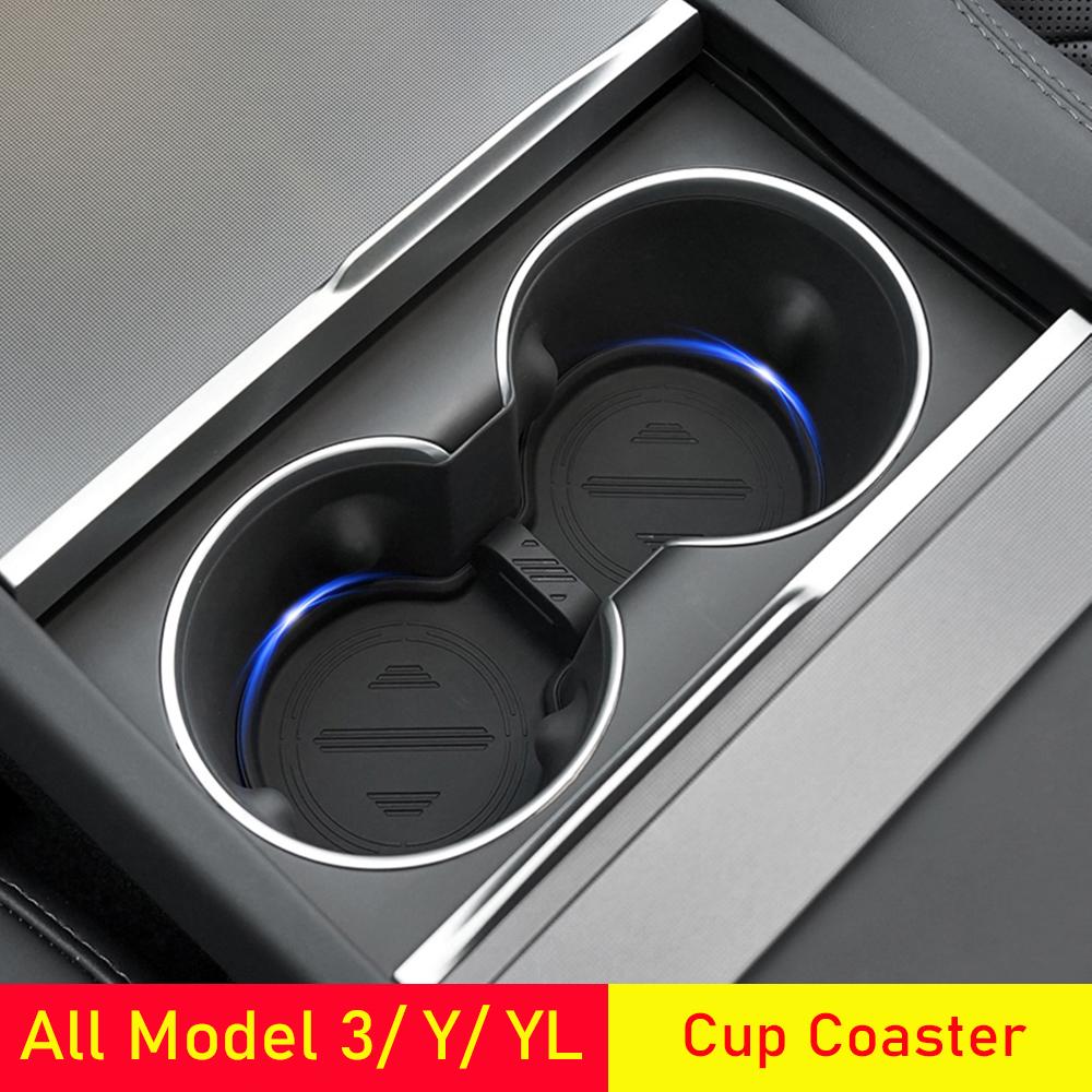 Water Cup Holder Mat For All Tesla Model 3 Model Y Model YL Cup Coaster Pad Center Console Organizer 2021-2027 Car Accessories