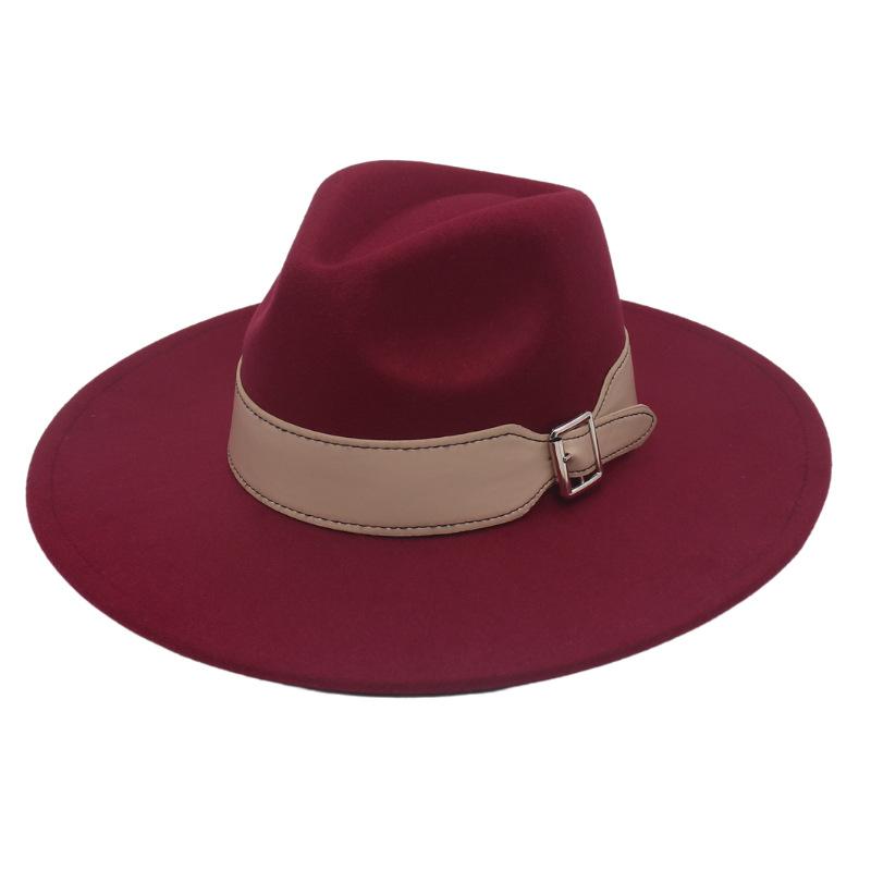 Men'S And Women'S Enlarged Brim, Wide Belt Buckle Top Hat, Jazz Hat, Trendy Hat