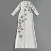 European-Style Rhinestone Beaded Slim Fit Evening Gown with Long Sleeves