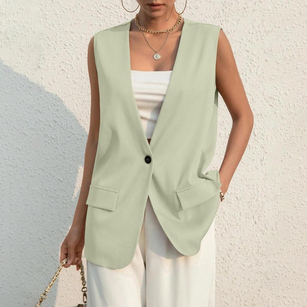 Women's Fashion Plus Size Vest Women's Women's Vest Jacket Slim and Elegant Solid Color Vest