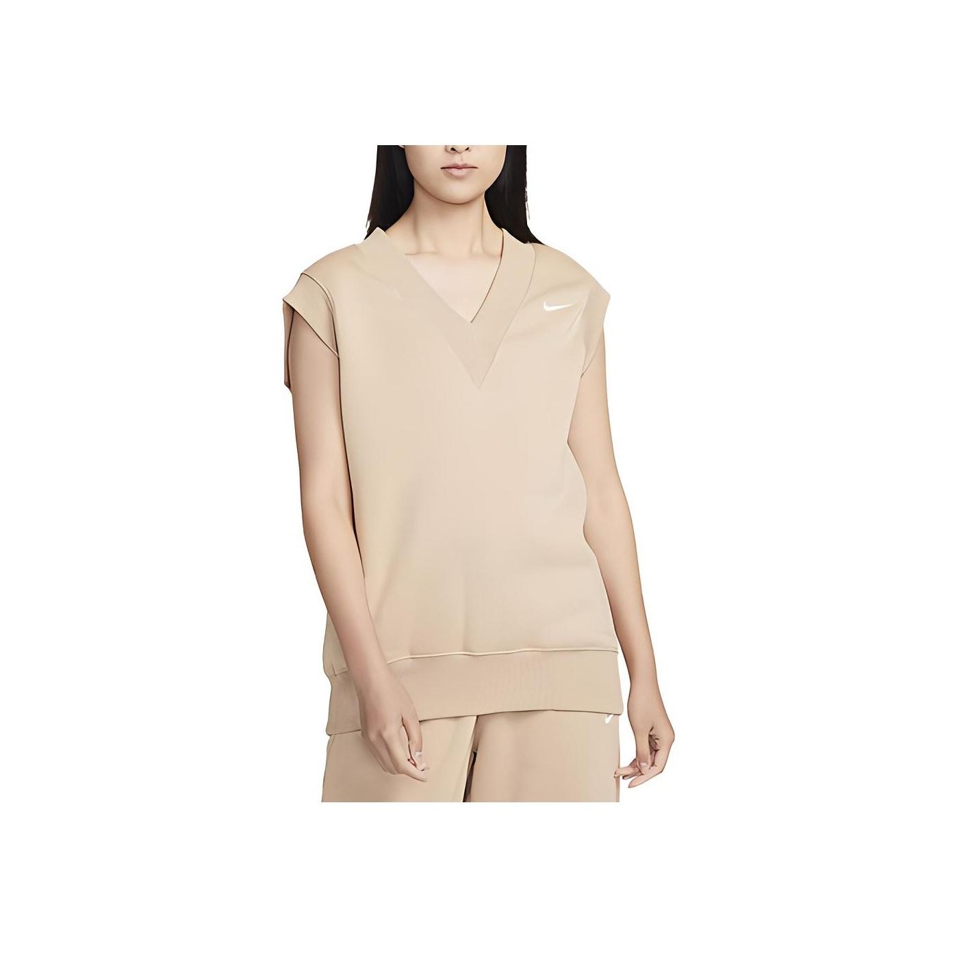 

Nike Свободный повседневный топ с логотипом и V-образным вырезом, женские топы верблюжьего цвета DQ6760-200 L
