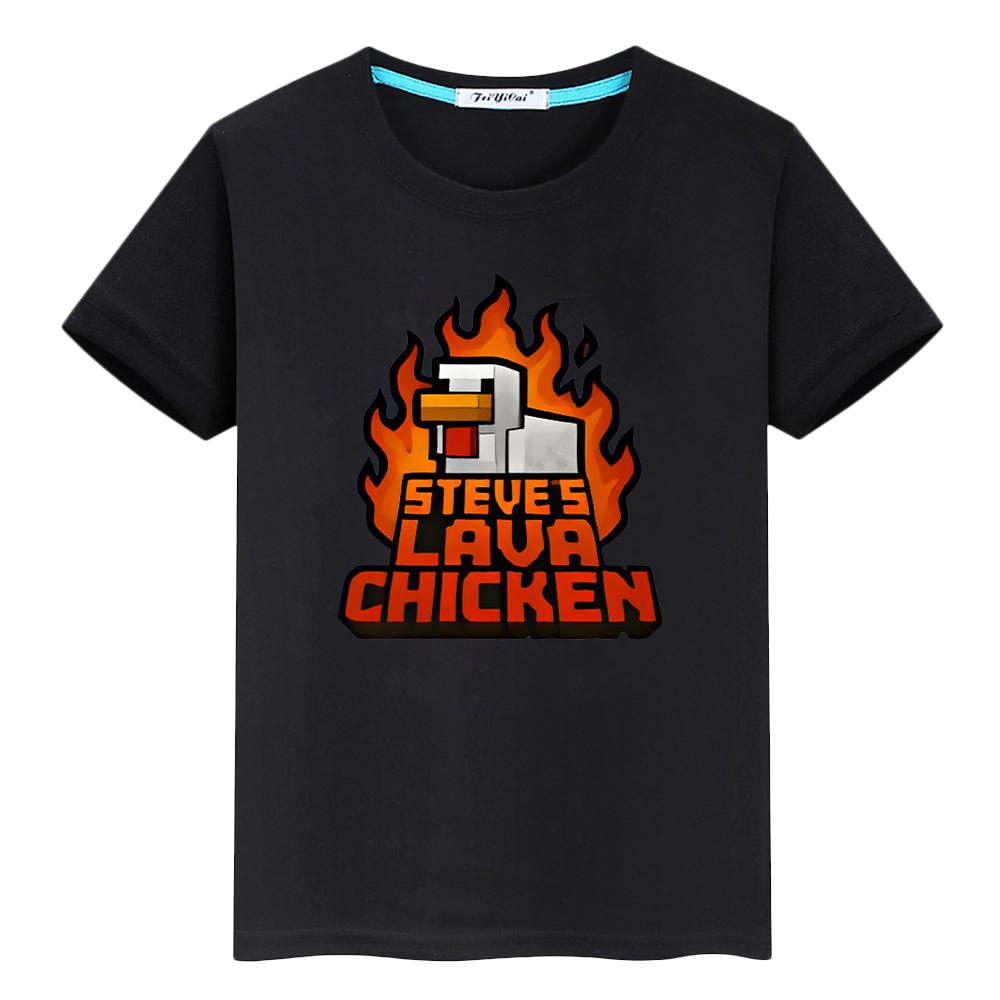 chicken jockey Kawaii t shirt for kids boy 10year 100%Cotton Print Cartoon Tops Anime Short Tees kids clothe girls y2k one piece