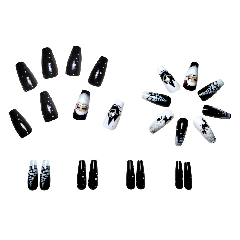 24PCS Christmas Glossy Press on Nails Natural Unbreakable Nail Simple Wear for Fingernail DIY Decoration