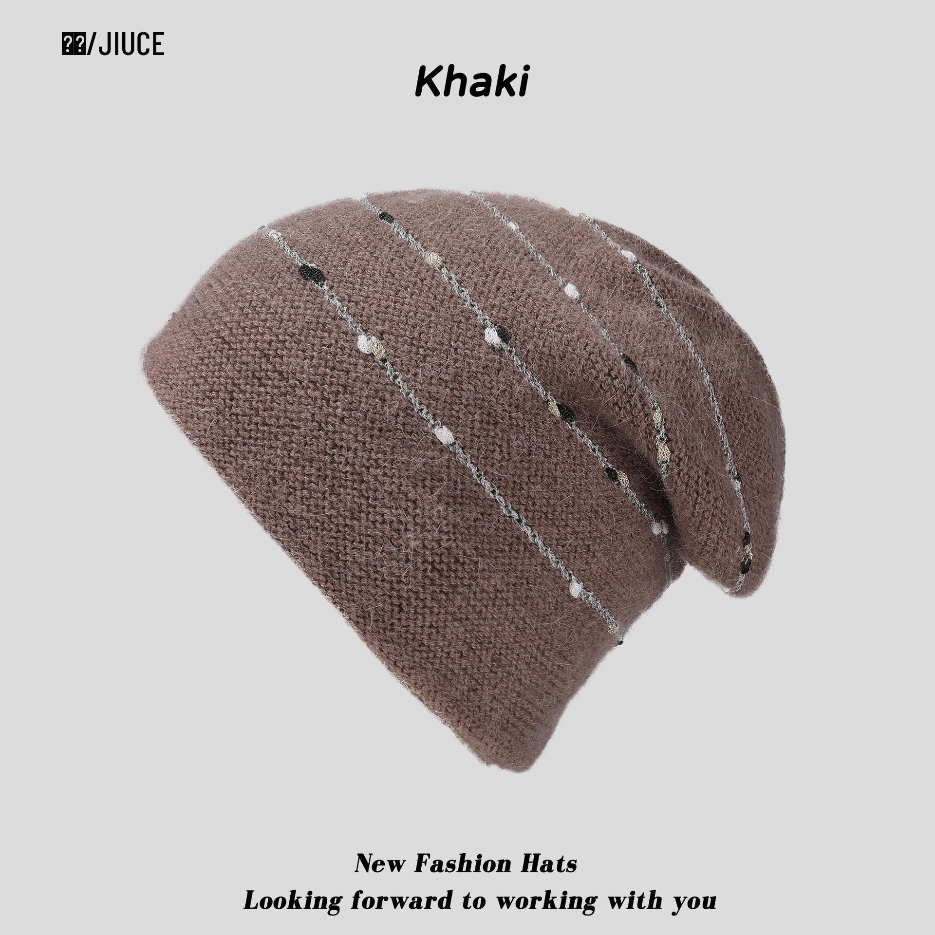 

Women s Plus Velvet Thickened Slouchy Knit Hat with Ear Protection and Rabbit Hair for Autumn and Winter Warmth M (56-58cm) хаки