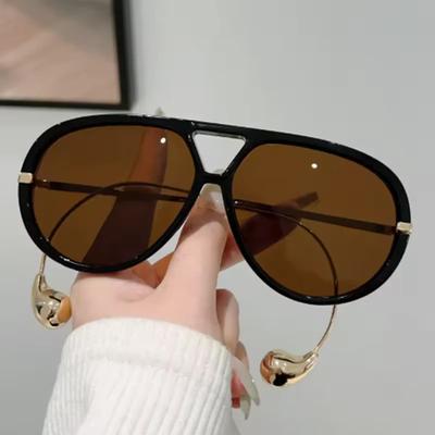 Spersonalizowane Modne Okulary Przeciwsłoneczne Oversize Damskie Pilot Duże Oprawki Podwójny Mostek Okulary Popularne Vintage Okulary