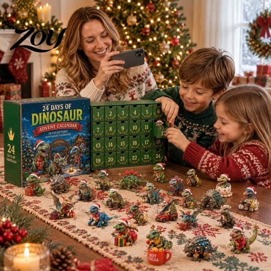 Unique Holiday Gift for Toddlers Dinosaur Advent Calendar, 24Pcs Acrylic Ornament Set with Cute Figures Collection Dino Figures, Christmas Countdown